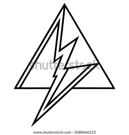 Triangle with lightning bolt, a symbol of power, energy, and speed, modern and minimalist design