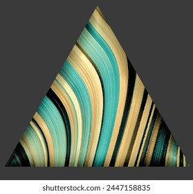 Triangle line art optical art. Psychedelic background. Monochrome background. Optical illusion style. Black dark background. Modern pattern. Abstract graphic texture. Graphic ornament