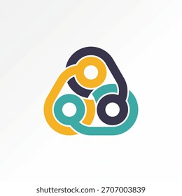 Línea de triángulo conectada como cadena dot tech sistema social networking diseño de logotipo genético concepto gráfico creativo premium Vector stock Imagen top sell