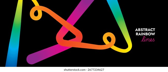 Arco-íris de linha triangular, formas de padrão, fundo abstrato colorido, gradiente de onda 3D, ilustração de vetor.