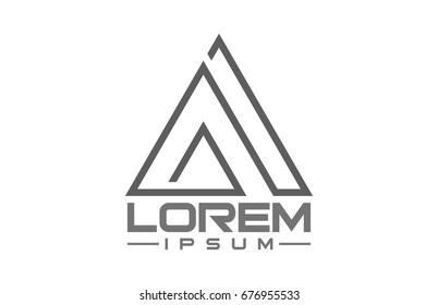 triangle line ribbon logo concept