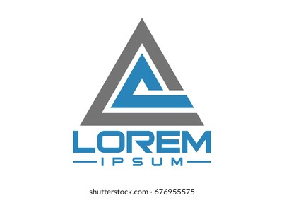 triangle line ribbon logo concept