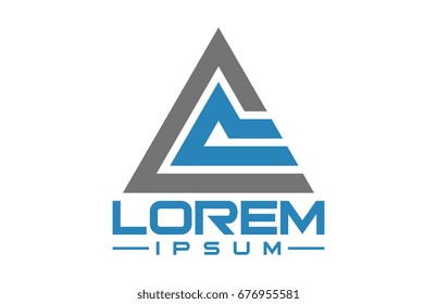 triangle line ribbon logo concept