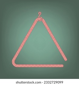 Triangle line sign. Apricot Icon with Brick Red parquet floor graphic pattern on a Ebony background. Feldgrau. Green. Illustration.