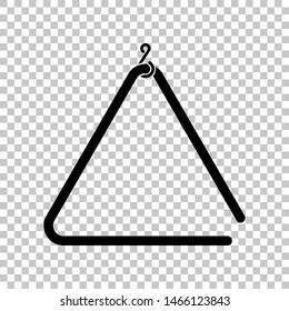 Triangle line sign. Black icon on transparent background. Illustration.