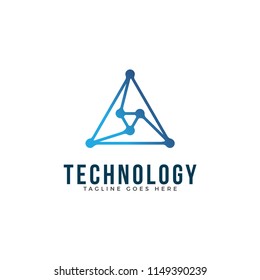 Triangle with line strip illustration concept, Abstract tech icon template. flat design isolated on white background