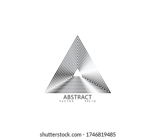 Vector de línea triangular. Arte de línea pirámide. Forma geométrica. Diseño de signo de logotipo