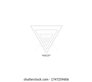 Triangle line vector. Pyramid line art. Geometric shape. Logo sign design