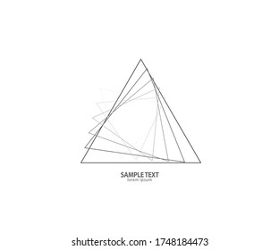 Triangle line vector. Pyramid line art. Geometric shape. Logo sign design