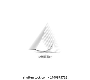Triangle line vector. Pyramid line art. Geometric shape. Logo sign design