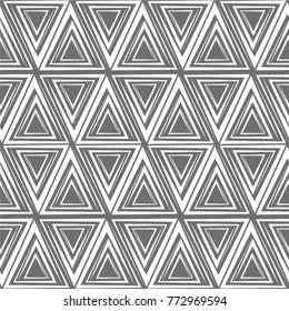 Triangle in linear pattern, mosaic, tile, grid, seamless vector background.