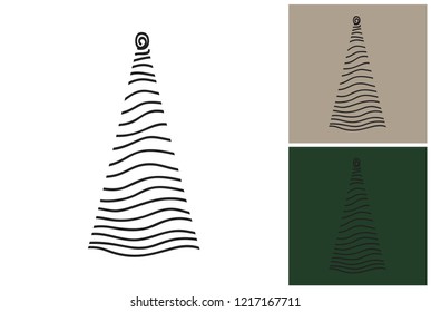 Triangle lined christmas tree. Hand drawn retro flat art. Design kit with 3 pair color combinations for Christmas and Happy New Year celebration.