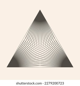 Triangle with lines as pyramid over white background. Abstract sacred illustration. Art line geometric concept.