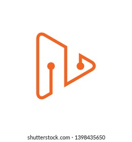 triangle linked dots line logo vector