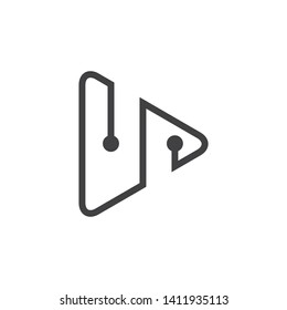 triangle linked dots line logo vector