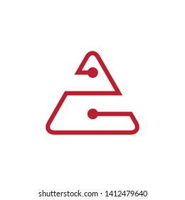 triangle linked dots line logo vector