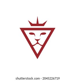 triangle lion face king logo icon flat concept vector graphic design