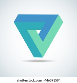 Triangle Logo Abstract Infinite impossible loop vector design template. Corporate icon logotype. Creative Square infinity lineart concept. Logic Puzzle. Infinite Triangular ring
