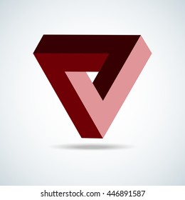 Triangle Logo Abstract Infinite impossible loop vector design template. Corporate icon logotype. Creative Square infinity lineart concept. Logic Puzzle. Infinite Triangular ring
