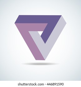 Triangle Logo Abstract Infinite impossible loop vector design template. Corporate icon logotype. Creative Square infinity lineart concept. Logic Puzzle. Infinite Triangular ring