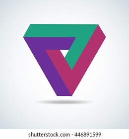 Triangle Logo Abstract Infinite impossible loop vector design template. Corporate icon logotype. Creative Square infinity lineart concept. Logic Puzzle. Infinite Triangular ring