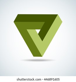 Triangle Logo Abstract Infinite impossible loop vector design template. Corporate icon logotype. Creative Square infinity lineart concept. Logic Puzzle. Infinite Triangular ring