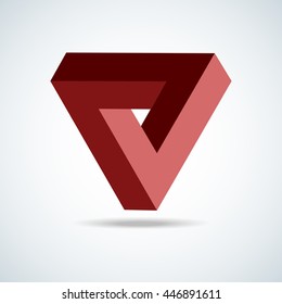 Triangle Logo Abstract Infinite impossible loop vector design template. Corporate icon logotype. Creative Square infinity lineart concept. Logic Puzzle. Infinite Triangular ring