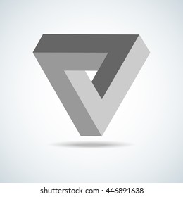 Triangle Logo Abstract Infinite impossible loop vector design template. Corporate icon logotype. Creative Square infinity lineart concept. Logic Puzzle. Infinite Triangular ring