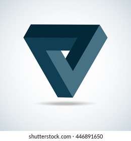 Triangle Logo Abstract Infinite impossible loop vector design template. Corporate icon logotype. Creative Square infinity lineart concept. Logic Puzzle. Infinite Triangular ring