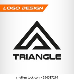 Triangle logo. Abstract letter A. Minimal logo design. Line art icon