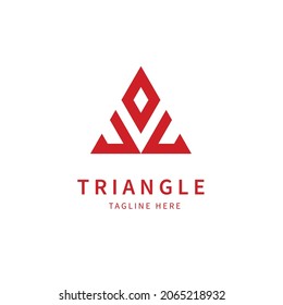 logotipo de triángulo letra abstracta A en color rojo vector del logotipo del templo