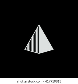 Triangle Logo. Arrow Head. Minimal Geometry. Black Background. Stock Vector.