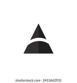 Triangle-Logo oder Pfeilsymbol auf schwarzem Hintergrund