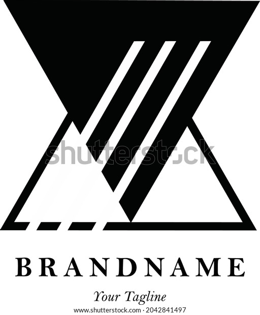 Triangle Logo Black And White Simple and Elegant\
like hourglass Vector
