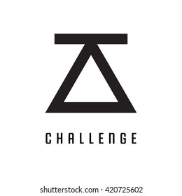 Triangle logo. Challenge. Minimal geometry. White background. Stock vector.