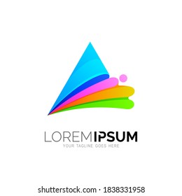 Triangle logo and colorful design with paint , 3d colorful icons