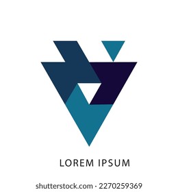 Triangle logo with colorful elements.Vector illustration abstract symbol company logotype, Identity app and Brand Icon Symbol Concept. 