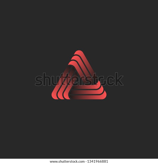 Triangle logo creative\
geometric shape, union symbol, modern coral gradient color stripes\
cyber emblem