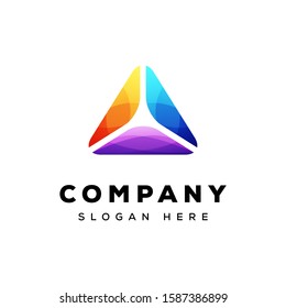 triangle logo design, abstract triangle color symbol