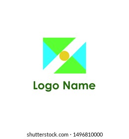 triangle logo design, blue and orange color.