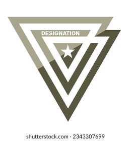 Triangle Logo Design Element mit Beschriftung und Sternsymbol .