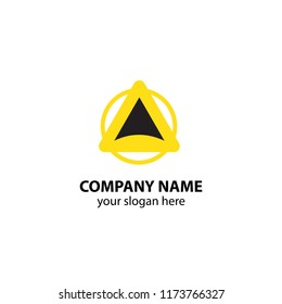 triangle logo design element with yellow and black color on white background, triangle logo design concept for company