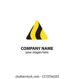 triangle logo design element with yellow and black color on white background, triangle logo design concept for company