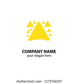 triangle logo design element with yellow and black color on white background, triangle logo design concept for company
