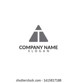 triangle logo design  with letter T black color vector design