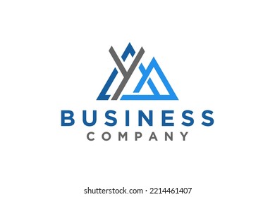 Triangle logo design letter Y and M icon symbol business modern technology