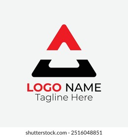 Triangle logo design in red and black shape
