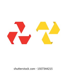Triangle logo design. Red and yellow two logo - vector