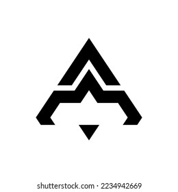 Triangle logo design vector with art in black and white color