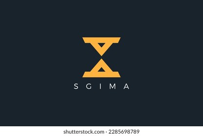 Triangle logo formed sand of time symbol in yellow color